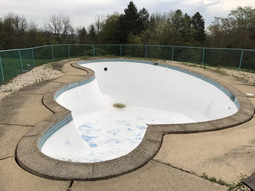 A custom pool after being emptied.